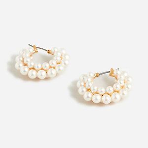 J.Crew Womens Layered Mini-Pearl Hoop Earrings